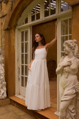Lacey Maxikleid aus 100 % Leinen, Weiß