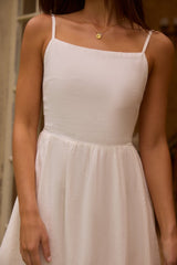 Lacey Maxikleid aus 100 % Leinen, Weiß