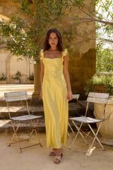 FORTUNATE ONE Belinda Satin Maxikleid Gelb