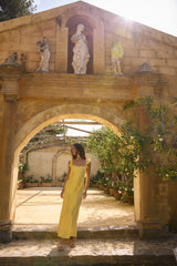 FORTUNATE ONE Belinda Satin Maxikleid Gelb