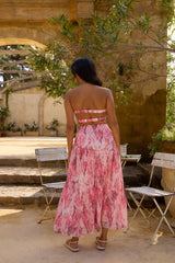 Trägerloses Maxikleid „Floral Dreams“ in Rosa