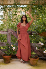 Maxikleid Abend- und Morgenrot Braun