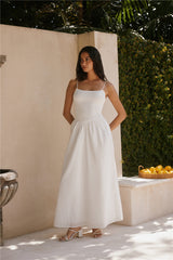 Flüsternde Weide Maxikleid Weiß