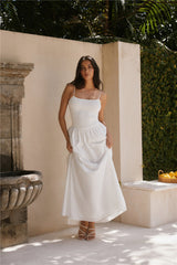 Flüsternde Weide Maxikleid Weiß
