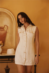 Desert Muse Jeans-Minikleid Creme