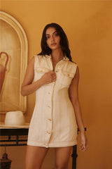 Desert Muse Jeans-Minikleid Creme