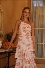 Lush Cascade Rosa geblümtes Maxikleid