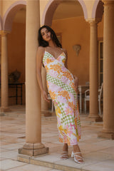 Retro Bloom Maxikleid Grün