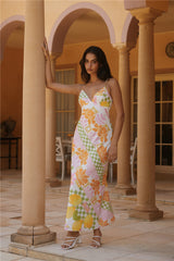 Retro Bloom Maxikleid Grün