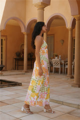 Retro Bloom Maxikleid Grün