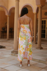 Retro Bloom Maxikleid Grün