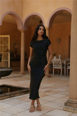 Siren Melody Satin Maxikleid Schwarz