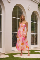 Trägerloses Maxikleid Fairy Floss Pink