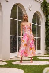 Trägerloses Maxikleid Fairy Floss Pink