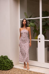 Sanddüne Neckholder Midi-Kleid Schokolade