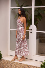 Sanddüne Neckholder Midi-Kleid Schokolade