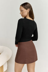 BASE The Flatter Me Gerippter Langarm-Body Schwarz