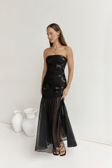 Trägerloses Maxikleid „First Class Feelings“ Schwarz