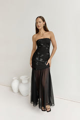 Trägerloses Maxikleid „First Class Feelings“ Schwarz