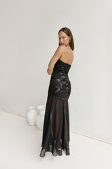 Trägerloses Maxikleid „First Class Feelings“ Schwarz