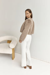 Day By Day Kunstpelz Cropped Jacke Braun