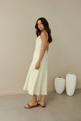 Kaiya Jacquard Satin Midikleid Gelb