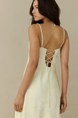 Kaiya Jacquard Satin Midikleid Gelb