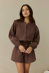 Birdcall Playsuit mit langen Ärmeln Braun