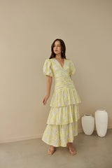 Corinna Stufen-Maxikleid Zitrone