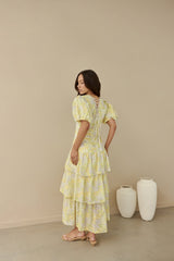 Corinna Stufen-Maxikleid Zitrone