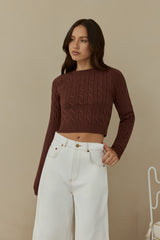 Der exklusive Zopfstrickpullover Braun