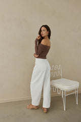 Autumn Dreamer Langarm Off-Shoulder Top Braun