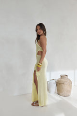 Monaco Sun Strick-Maxikleid mit Neckholder, Gelb