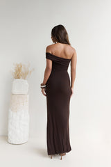 Siren Song One Shoulder Mesh Maxi-Kleid Espresso