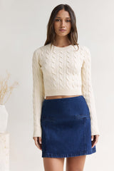 Der exklusive Zopfstrickpullover Cremeweiß