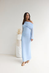 Cool Daze Langarm Strick Maxikleid Blau