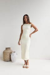 Moonlit Moments Off-Shoulder Mesh Maxikleid Gelb