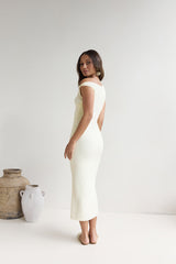 Moonlit Moments Off-Shoulder Mesh Maxikleid Gelb
