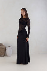 Larna Ärmel-Maxikleid Schwarz