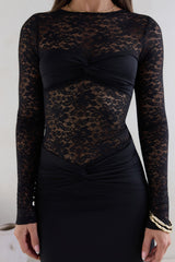 Larna Ärmel-Maxikleid Schwarz
