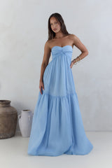 Unvergesslicher Stil Trägerloses Maxikleid Blau