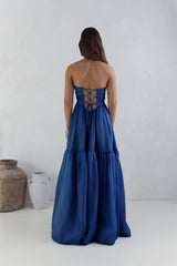 Unvergesslicher Stil Trägerloses Maxikleid Marineblau