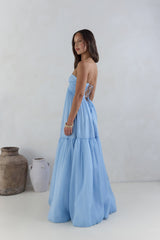 Unvergesslicher Stil Trägerloses Maxikleid Blau