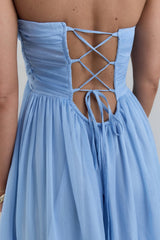 Unvergesslicher Stil Trägerloses Maxikleid Blau