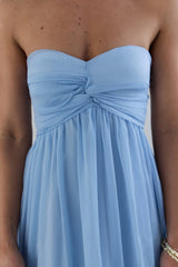 Unvergesslicher Stil Trägerloses Maxikleid Blau