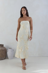 Golden Voyage trägerloses Midikleid Gelb