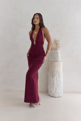 Under The Stars Neckholder Maxikleid Burgunderrot