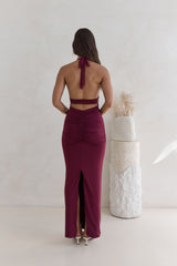Under The Stars Neckholder Maxikleid Burgunderrot