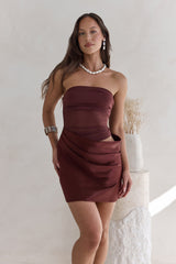 Trägerloses Mesh-Minikleid „Call Me Darling“ in Braun