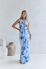 Lovers In Bloom Neckholder Maxikleid Blau
